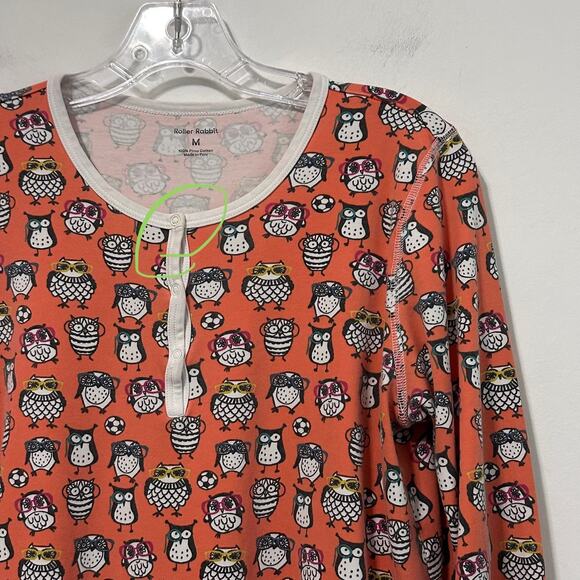 Roberta Roller Rabbit Girls Pajama Top M Henley Owls Sleep Cozy Shirt Owligans - Picture 3 of 8